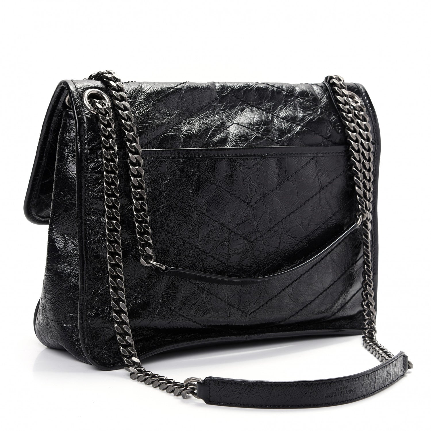 Saint Laurent Crinkled Calfskin Matelasse Monogram Medium Niki Chain Satchel Black 3 of 10