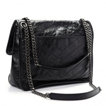 Saint Laurent Crinkled Calfskin Matelasse Monogram Medium Niki Chain Satchel Black 3 of 10