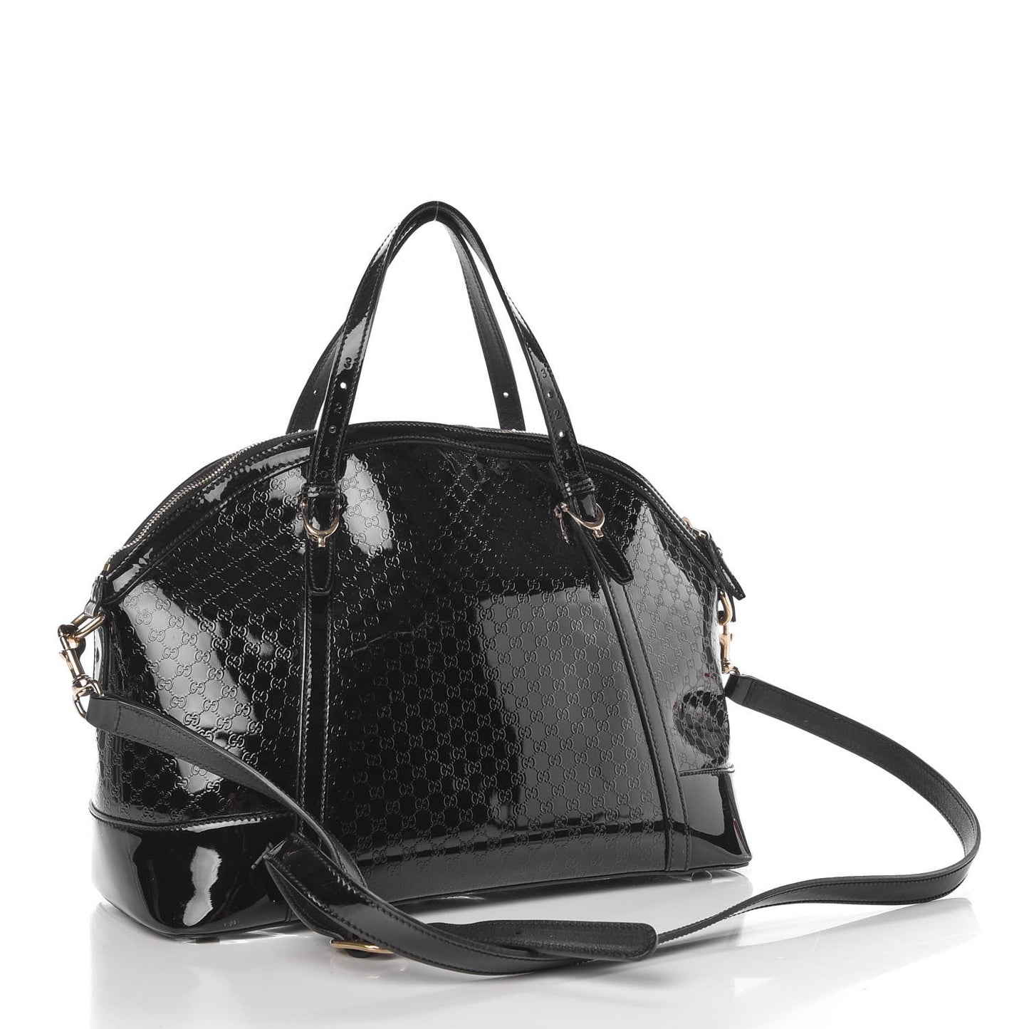 Patent Microguccissima Medium Nice Top Handle Dome Bag Black