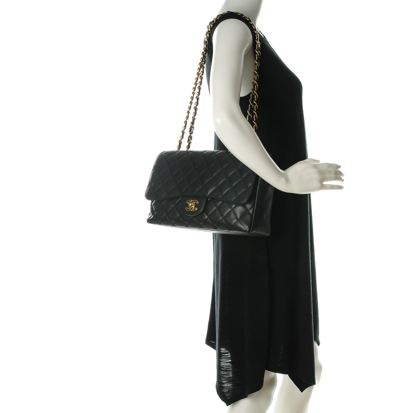 Caviar Quilted Jumbo Single Flap Black