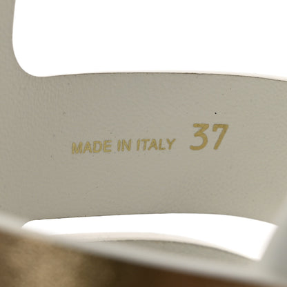 Prada Vitello Metal Triangle Logo Monolith 55mm Cage Sandals 37 Platino 8 of 12