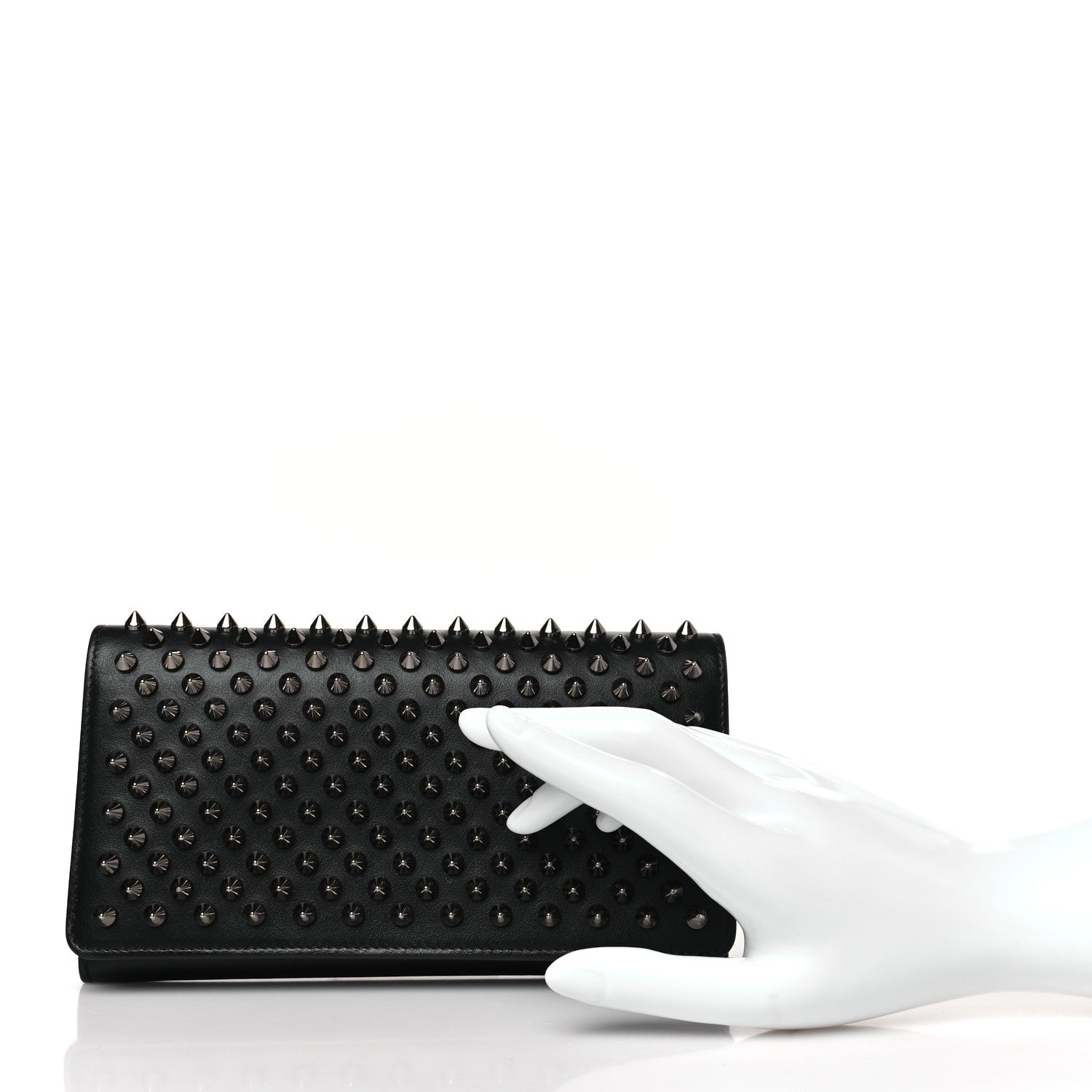 Christian Louboutin Calfskin Macaron Spiked Flap Wallet Black 2 of 8