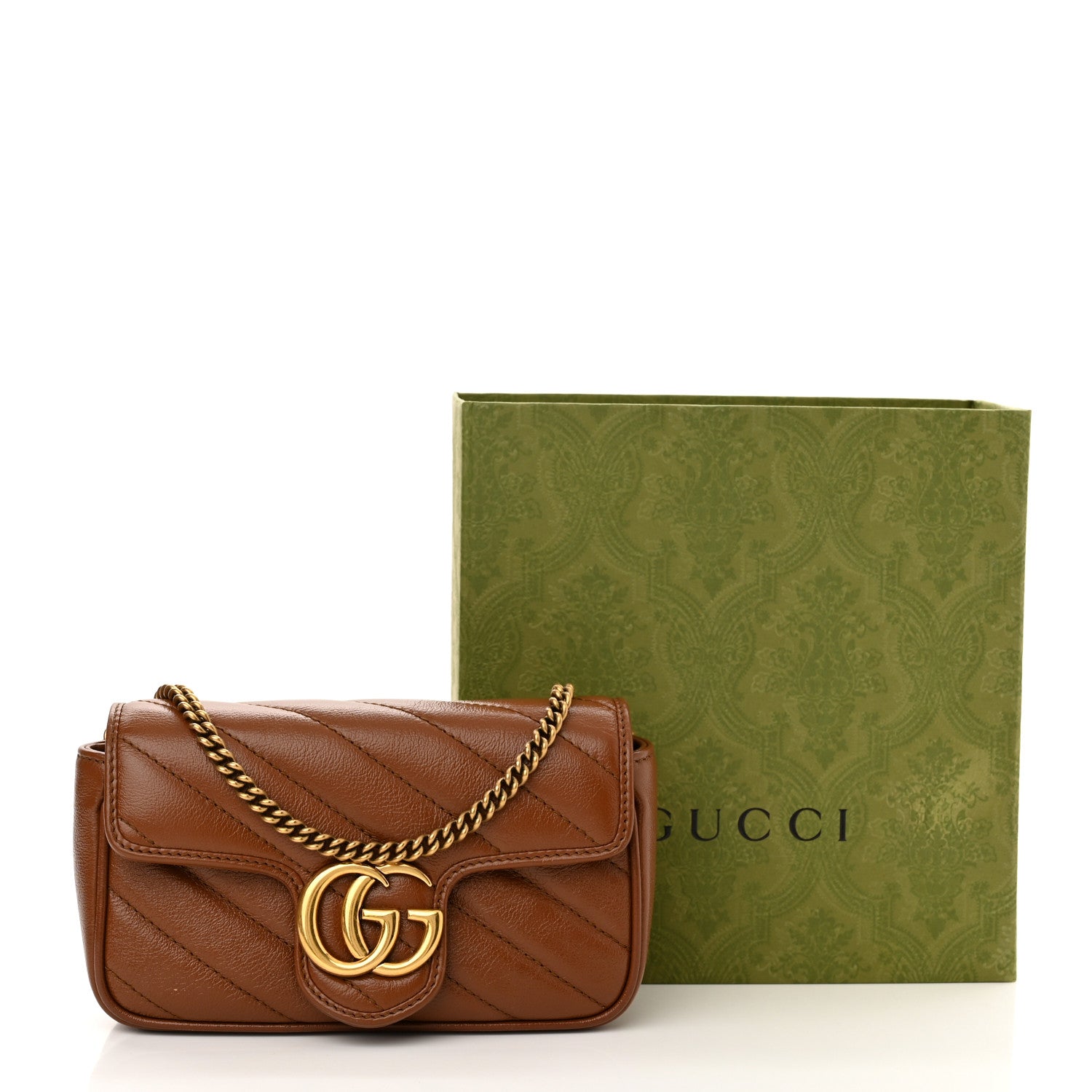 Gucci Azalea Calfskin Matelasse Diagonal Super Mini GG Marmont Shoulder Bag Cuir 12 of 12