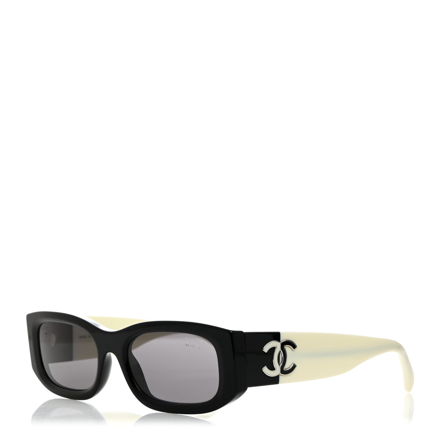 Acetate Rectangle Sunglasses 5525 Black White