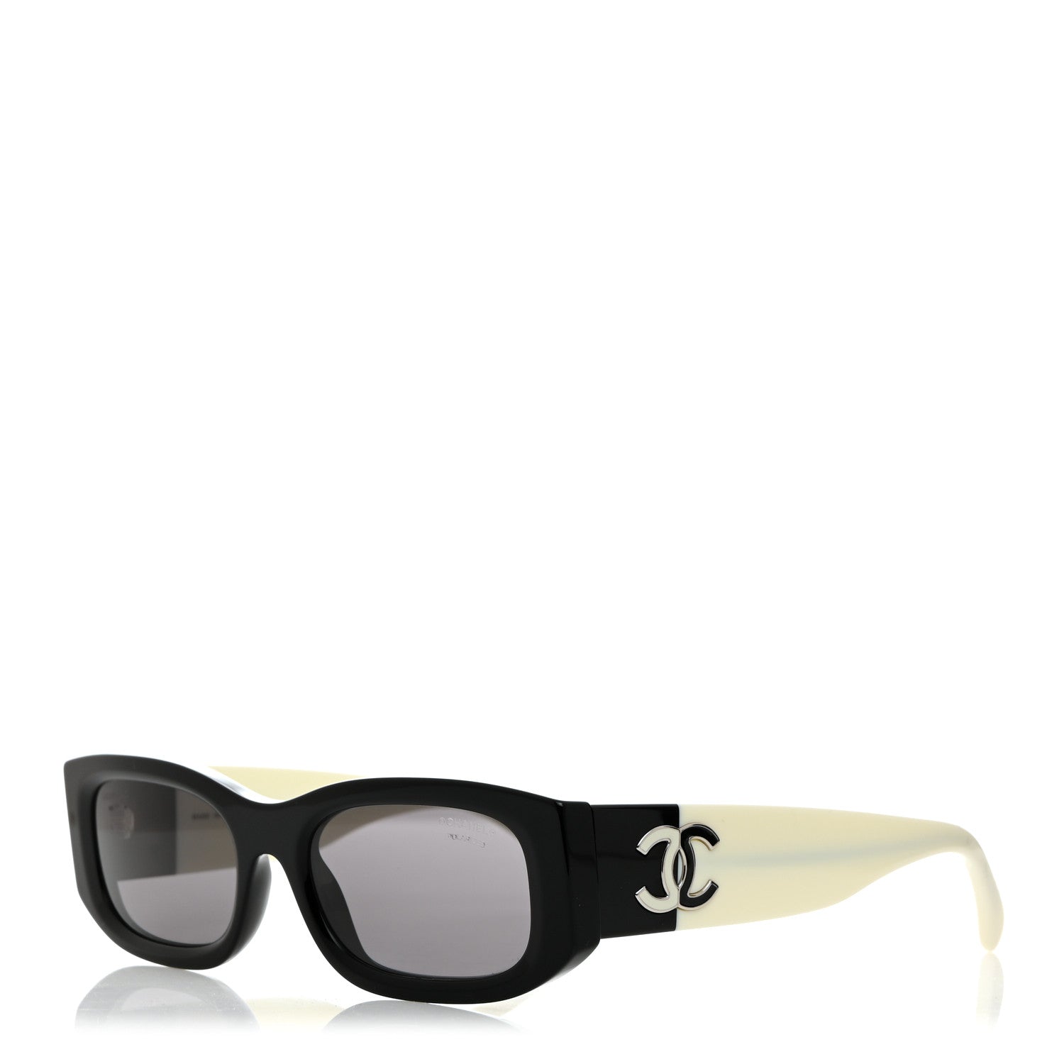Chanel Acetate Rectangle Sunglasses 5525 Black White 1 of 8