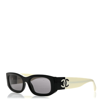 Chanel Acetate Rectangle Sunglasses 5525 Black White 1 of 8