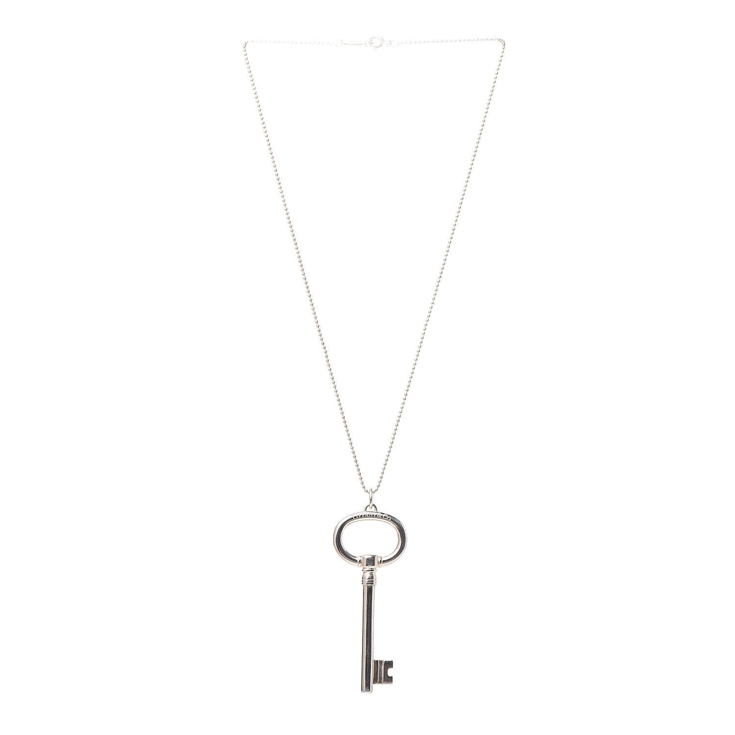 Sterling Silver Oval Key Pendant Necklace