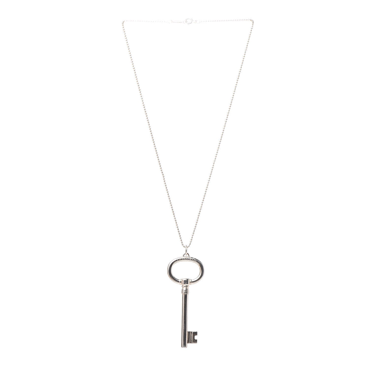 Tiffany Sterling Silver Oval Key Pendant Necklace 3 of 7