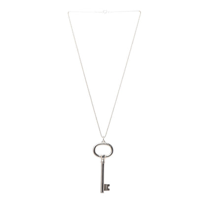 Tiffany Sterling Silver Oval Key Pendant Necklace 3 of 7