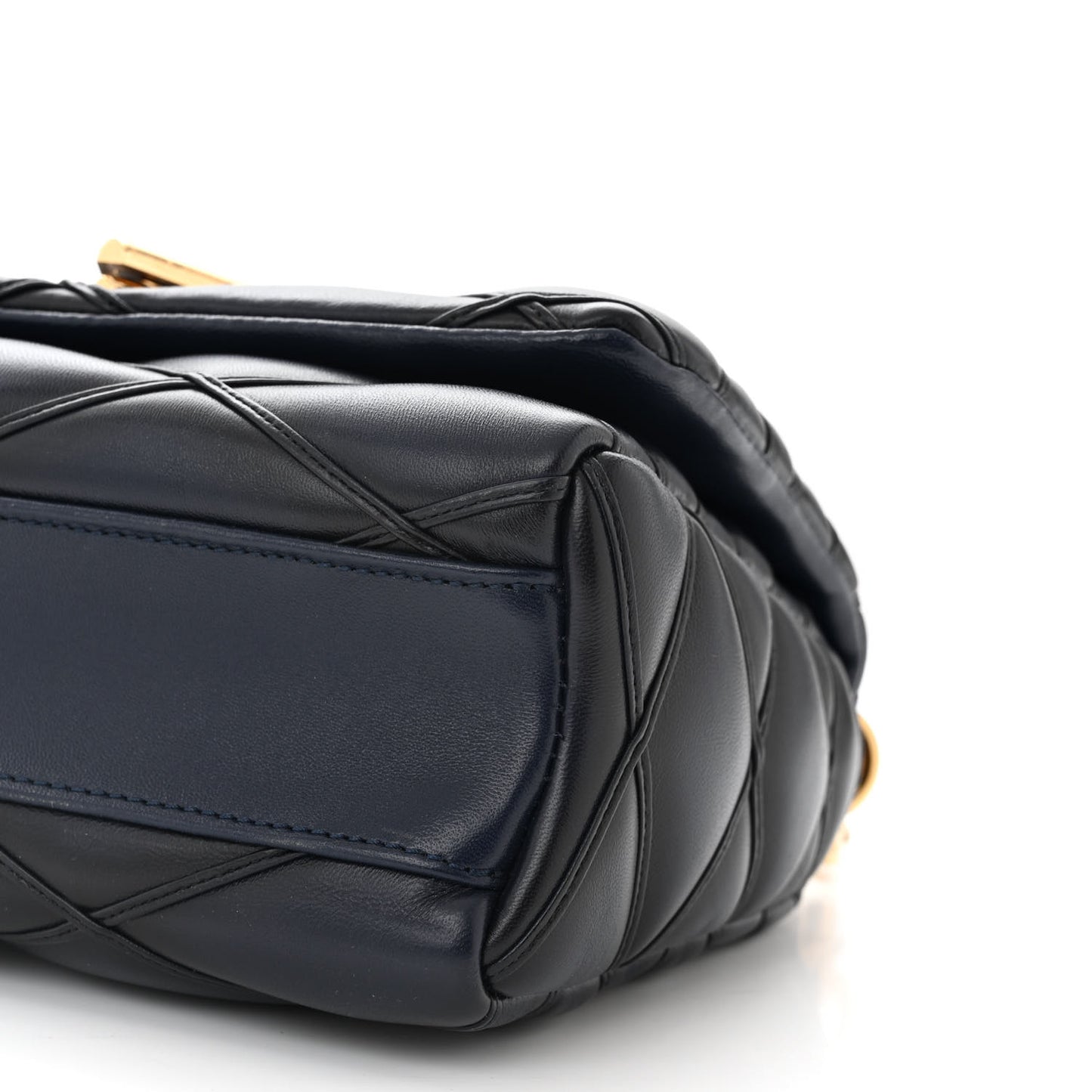 Lambskin Malletage Top Handle GO-14 MM Bleu Marine