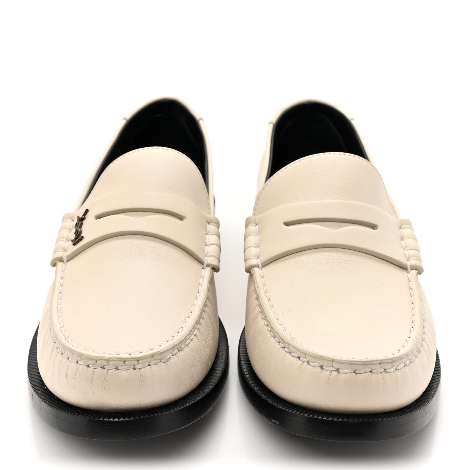 Saint Laurent Calfskin Penny Loafers 40.5 Pearl 3 of 14