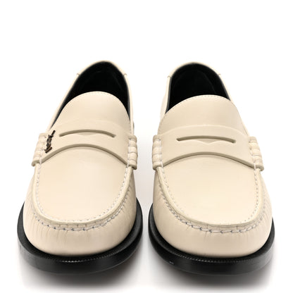 Saint Laurent Calfskin Penny Loafers 40.5 Pearl 3 of 14