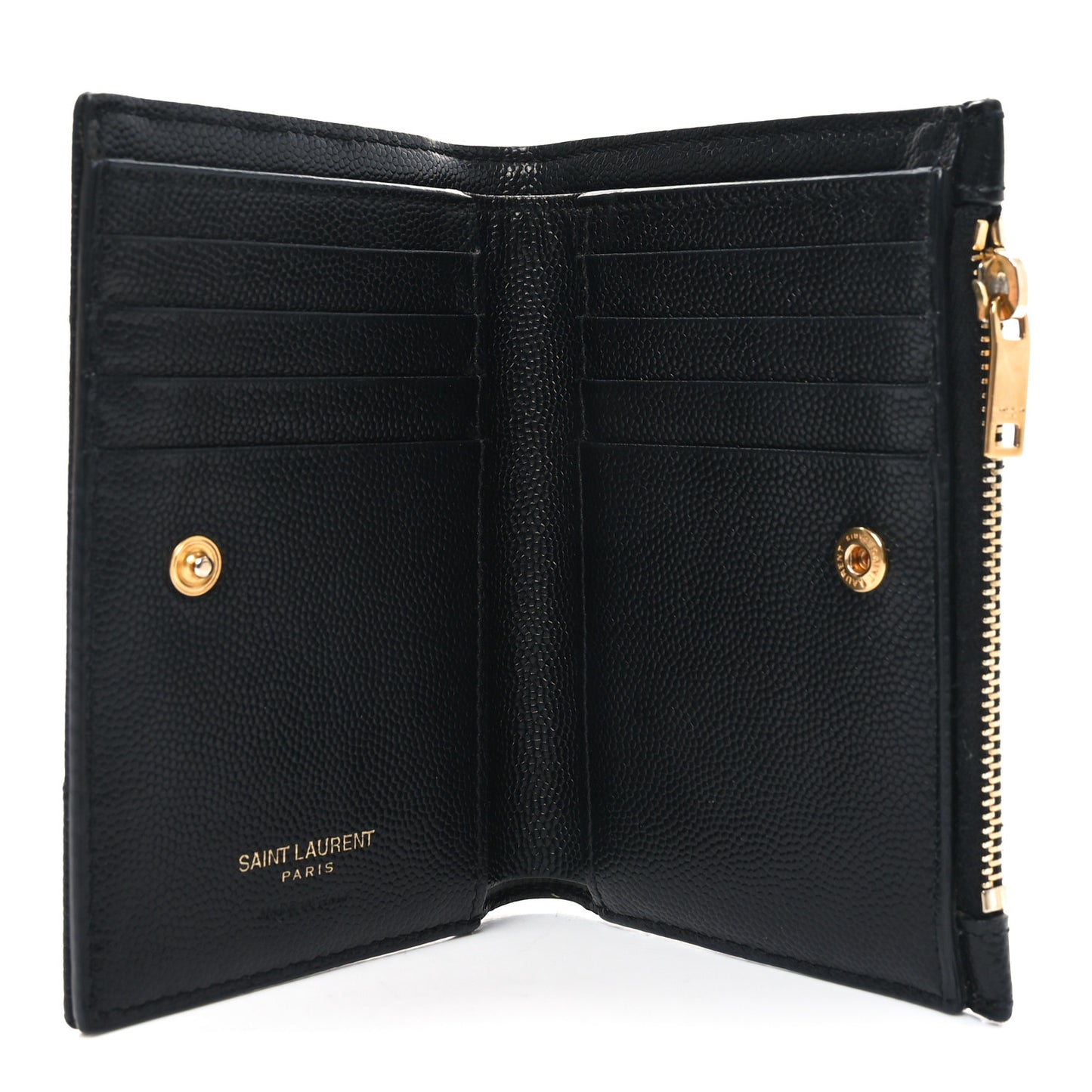 Grain De Poudre Matelasse Chevron Monogram Zipped Two-Part Wallet Black
