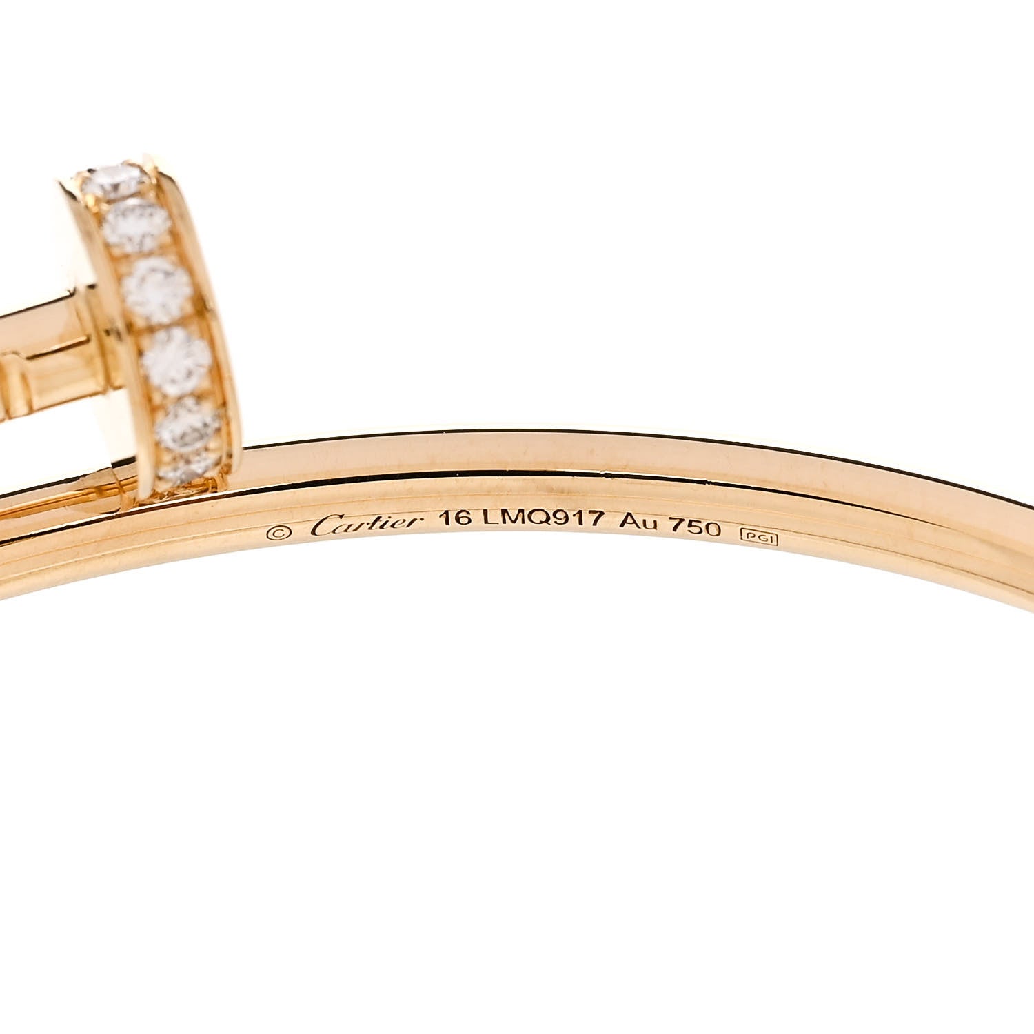 Cartier 18K Yellow Gold Diamond Small Juste Un Clou Bracelet 16 3 of 4