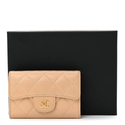 Chanel Caviar Quilted Flap Card Holder Wallet Beige 9 of 9