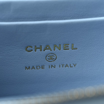 Chanel Caviar Quilted Small Tiny CC Vanity Case With Chain Light Blue Light Blue 6 of 13