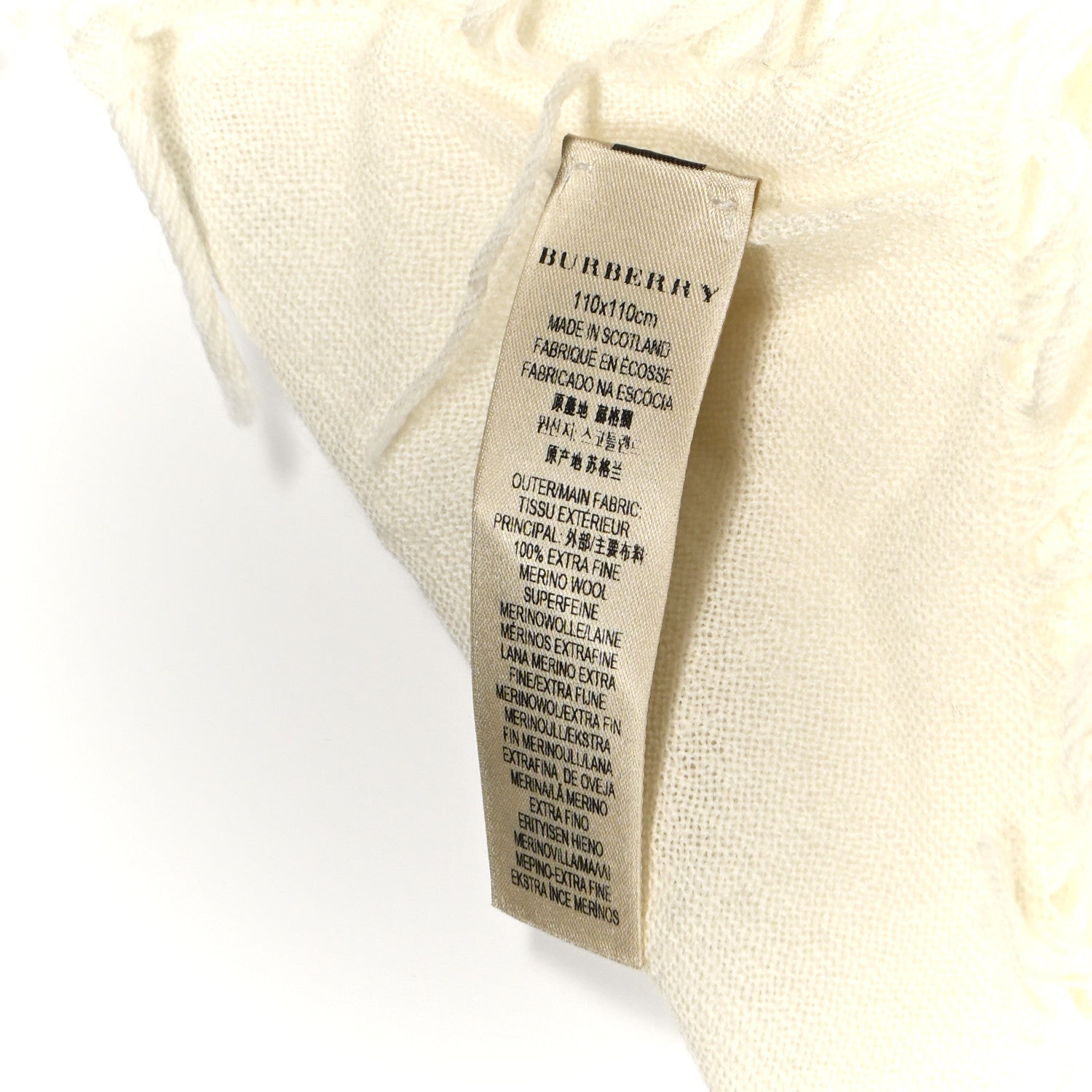Burberry Wool Silk Gauze Giant Check Lightweight Scarf White 4 of 4