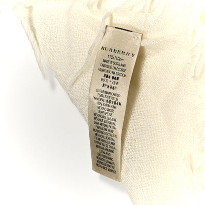 Burberry Wool Silk Gauze Giant Check Lightweight Scarf White 4 of 4
