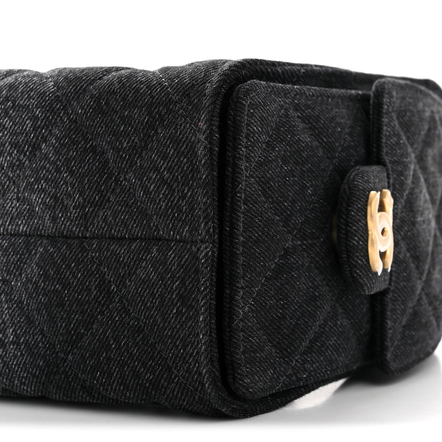 Washed Denim Quilted Mini Chanel 25 Handbag Black