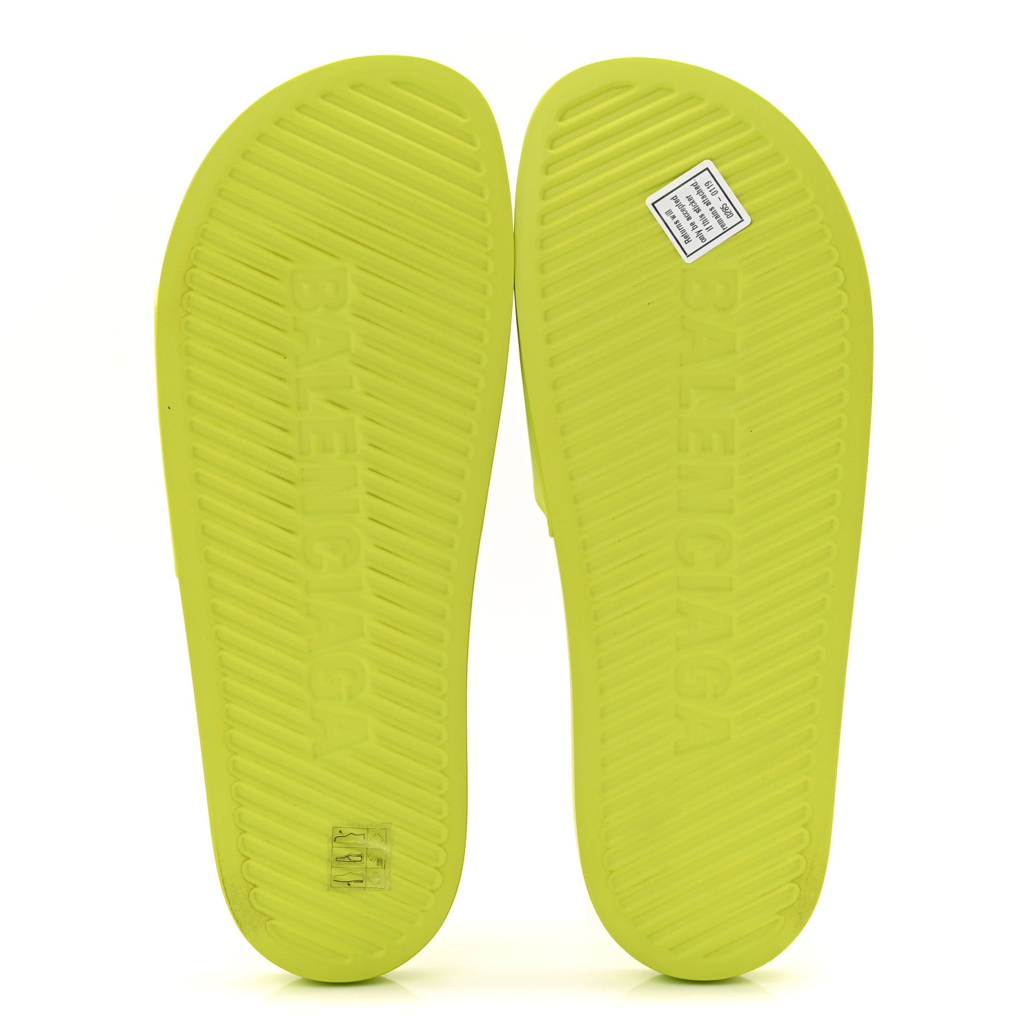 Balenciaga Rubber Mens Logo Pool Slide Sandals 44 Fluo Yellow 6 of 9