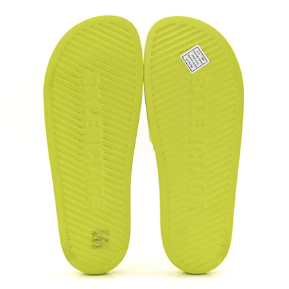 Balenciaga Rubber Mens Logo Pool Slide Sandals 44 Fluo Yellow 6 of 9