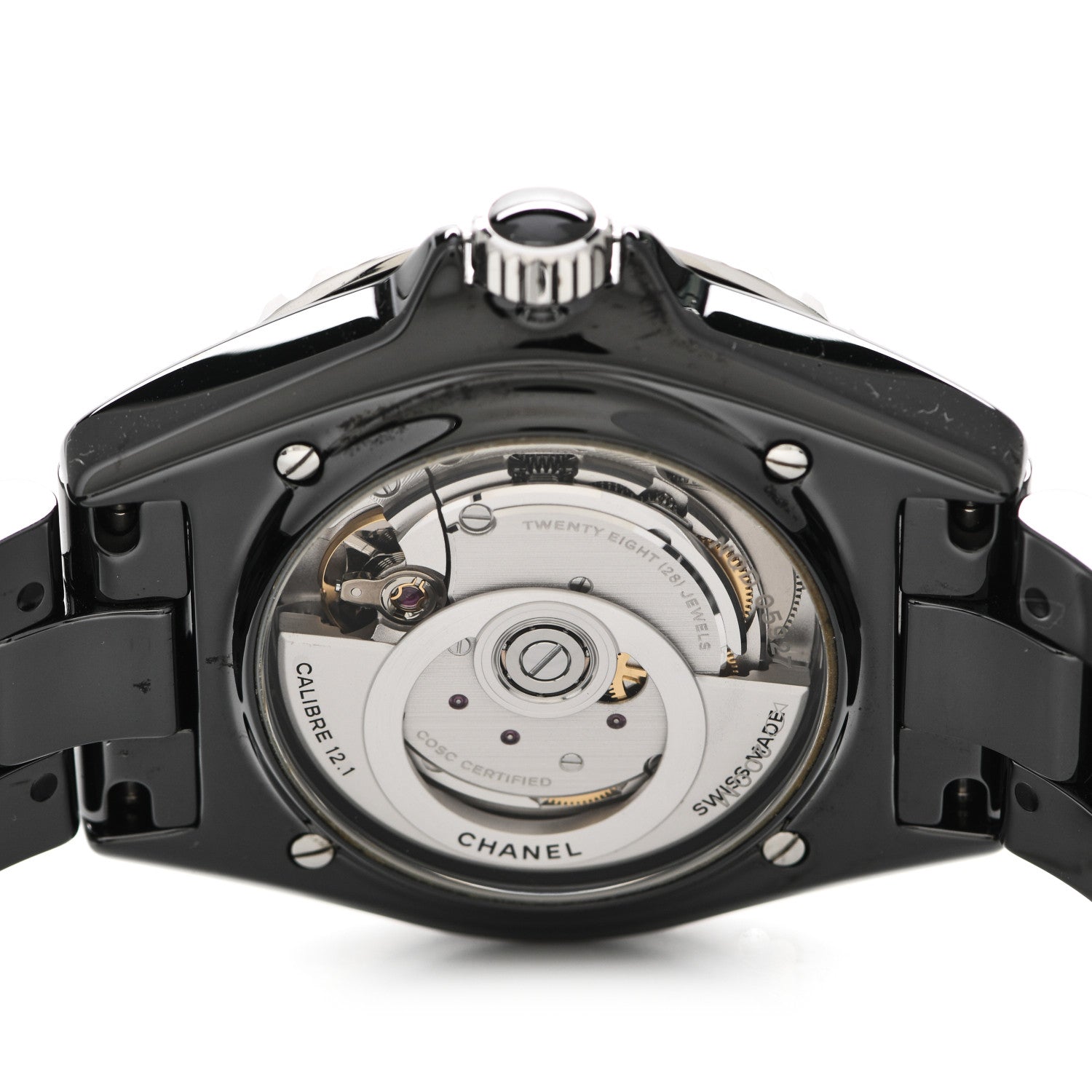 Chanel Stainless Steel Ceramic Diamond 38mm J12 Automatic Watch Black 4 of 5