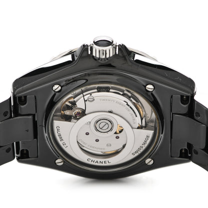 Chanel Stainless Steel Ceramic Diamond 38mm J12 Automatic Watch Black 4 of 5