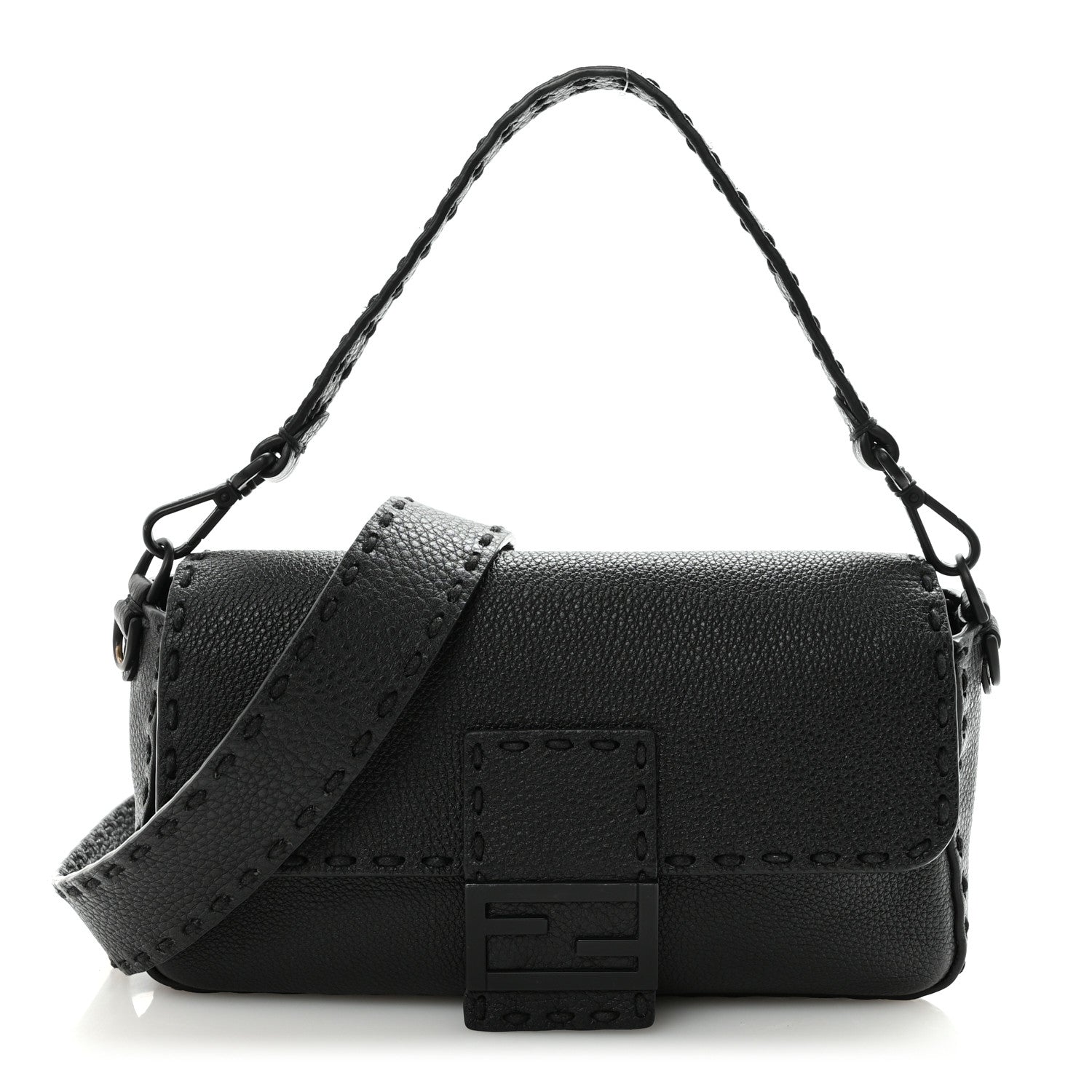 Fendi Cuoio Romano Selleria Baguette Black 1 of 9