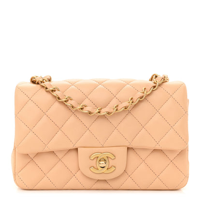 Chanel Lambskin Quilted Mini Rectangular Flap Beige 1 of 12