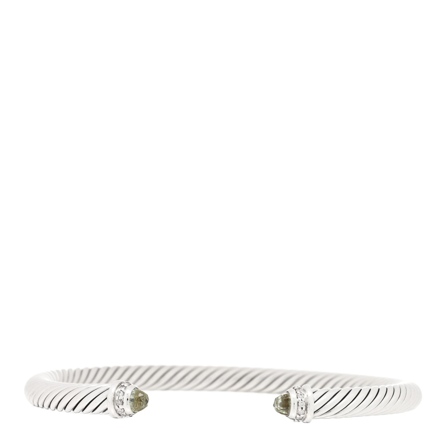 David Yurman Sterling Silver Diamond Prasiolite 5mm Cable Classics Bracelet 1 of 3