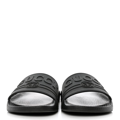 Gucci Rubber Womens Logo Slide Sandals 36 Black 2 of 9