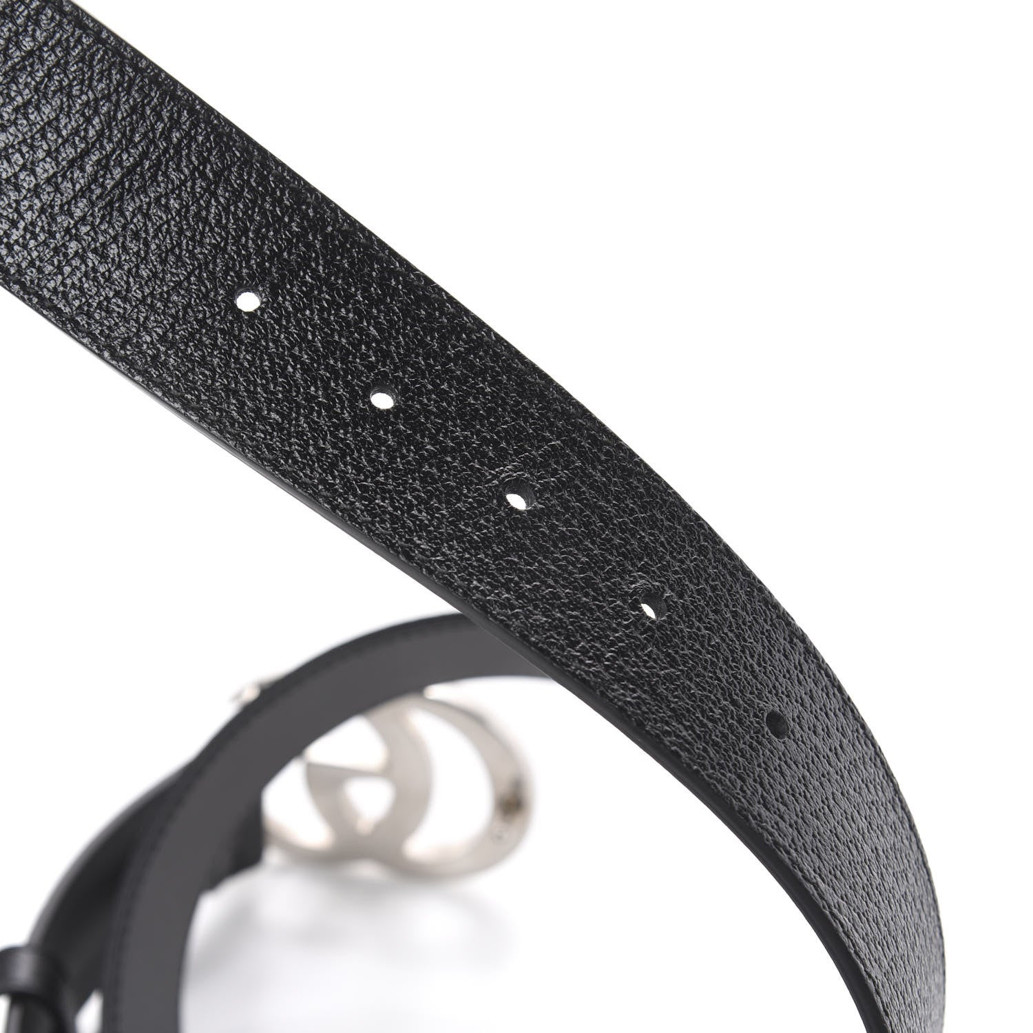 Gucci Textured Dollar Calfskin Nickel Double G 40mm Belt 100 40 Black 4 of 5