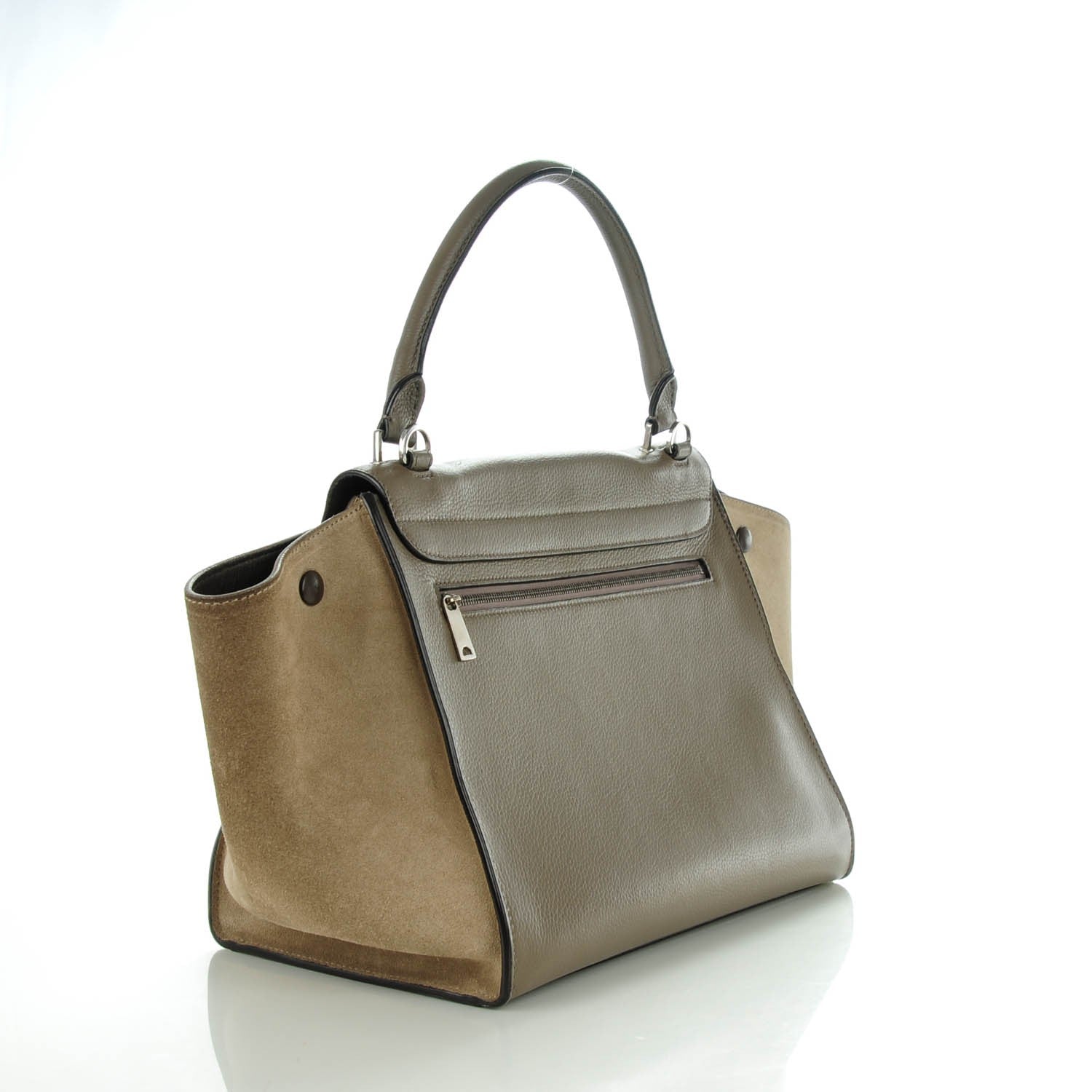 Celine Drummed Calfskin Suede Medium Trapeze Souris 4 of 7