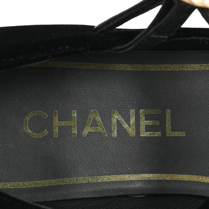 Chanel Velvet Grosgrain Mary Jane Flats 37 Black 8 of 10