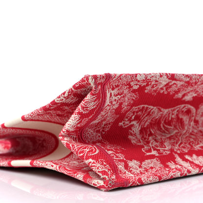 Christian Dior Canvas Embroidered Medium Dioriviera Toile De Jouy Book Tote Raspberry 8 of 12
