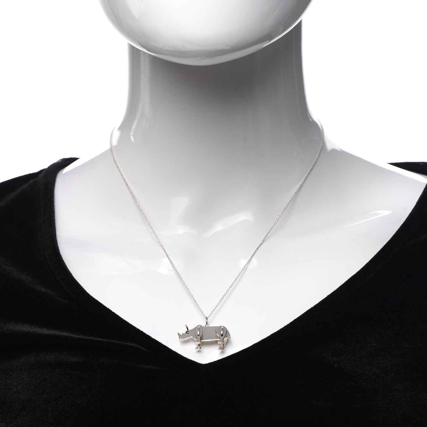 Sterling Silver 18K Rose Gold Save the Wild Rhino Pendant Necklace