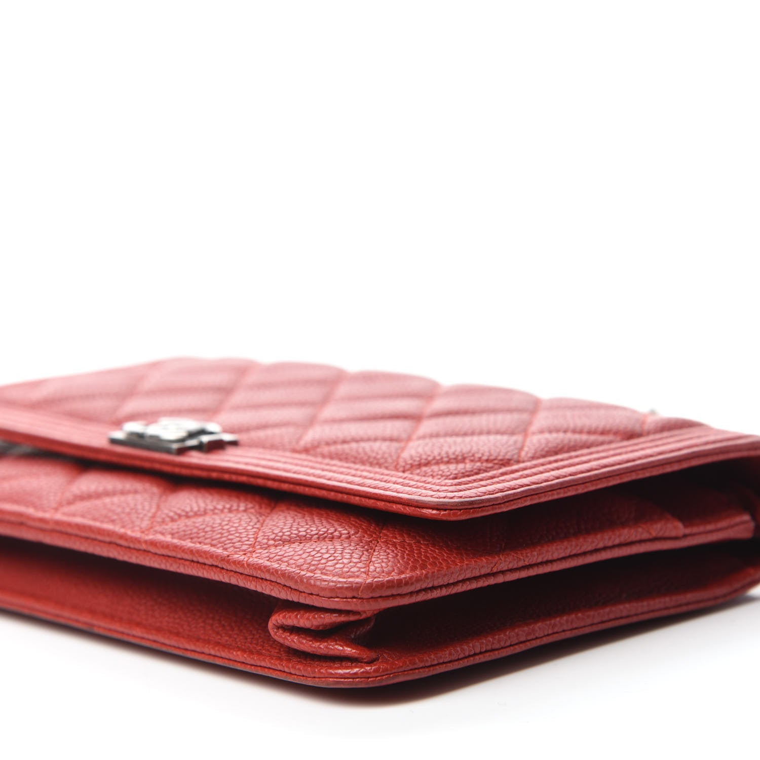 Chanel Caviar Quilted Boy Wallet On Chain WOC Red 7 of 13