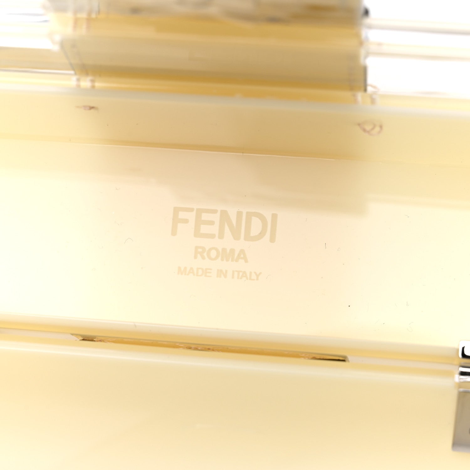 Fendi Plexiglass Vitello Cover Sfumato Mini Baguette Trunk Banana Transparent 6 of 9