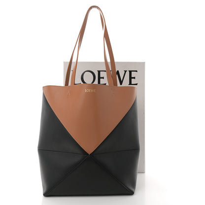Loewe Shiny Calfskin Medium Puzzle Fold Tote Warm Desert Black 16 of 16