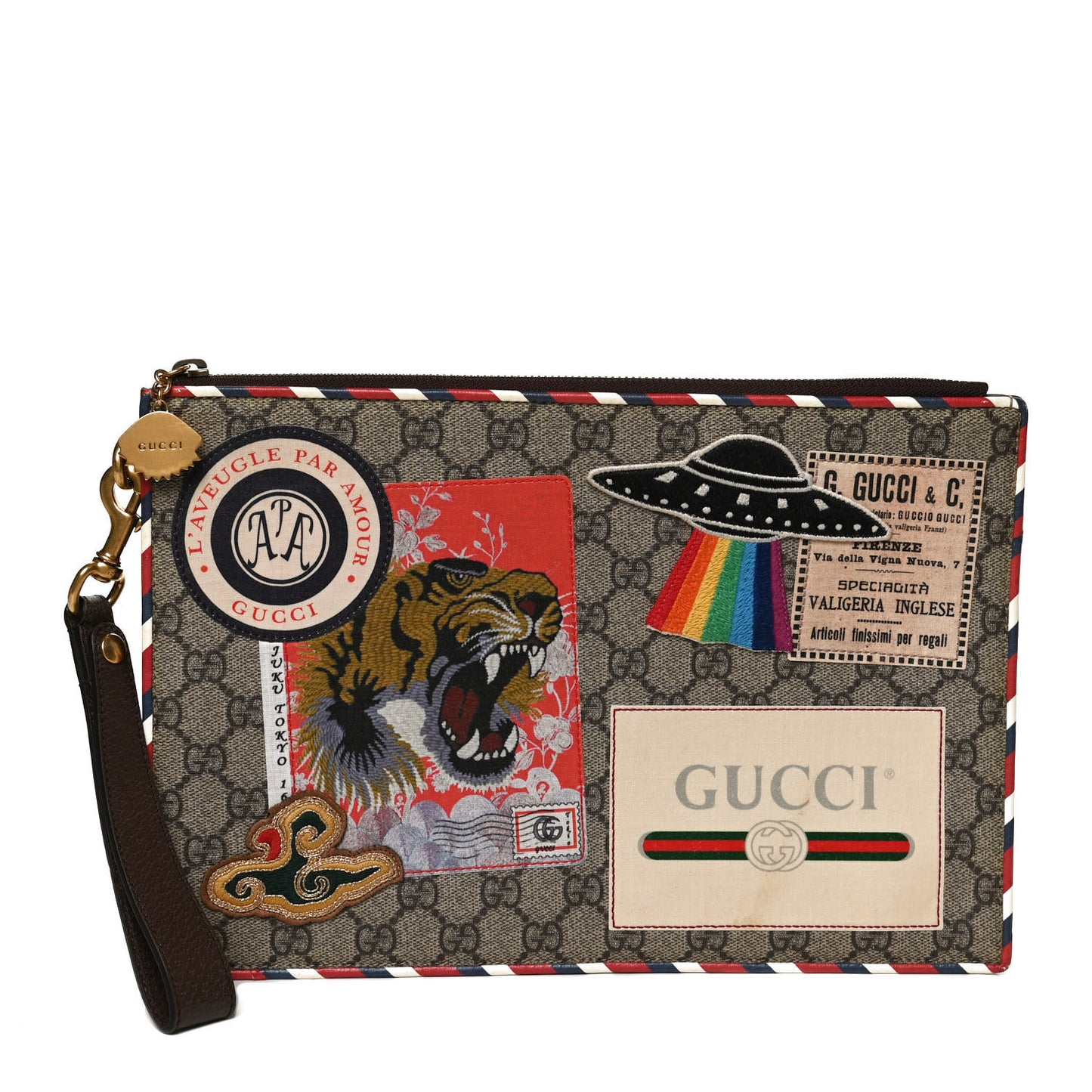 GG Supreme Monogram Courrier Documents Holder Beige New Acero
