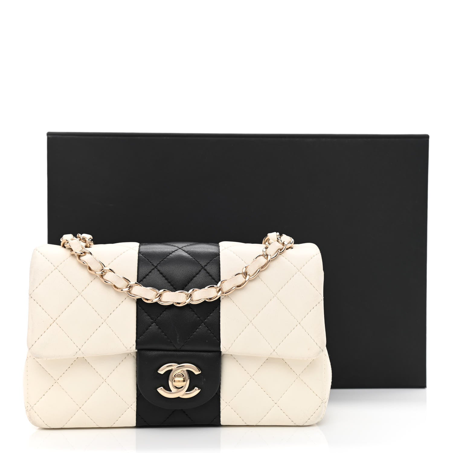 Chanel Lambskin Quilted Mini Rectangular Flap White Black 14 of 14