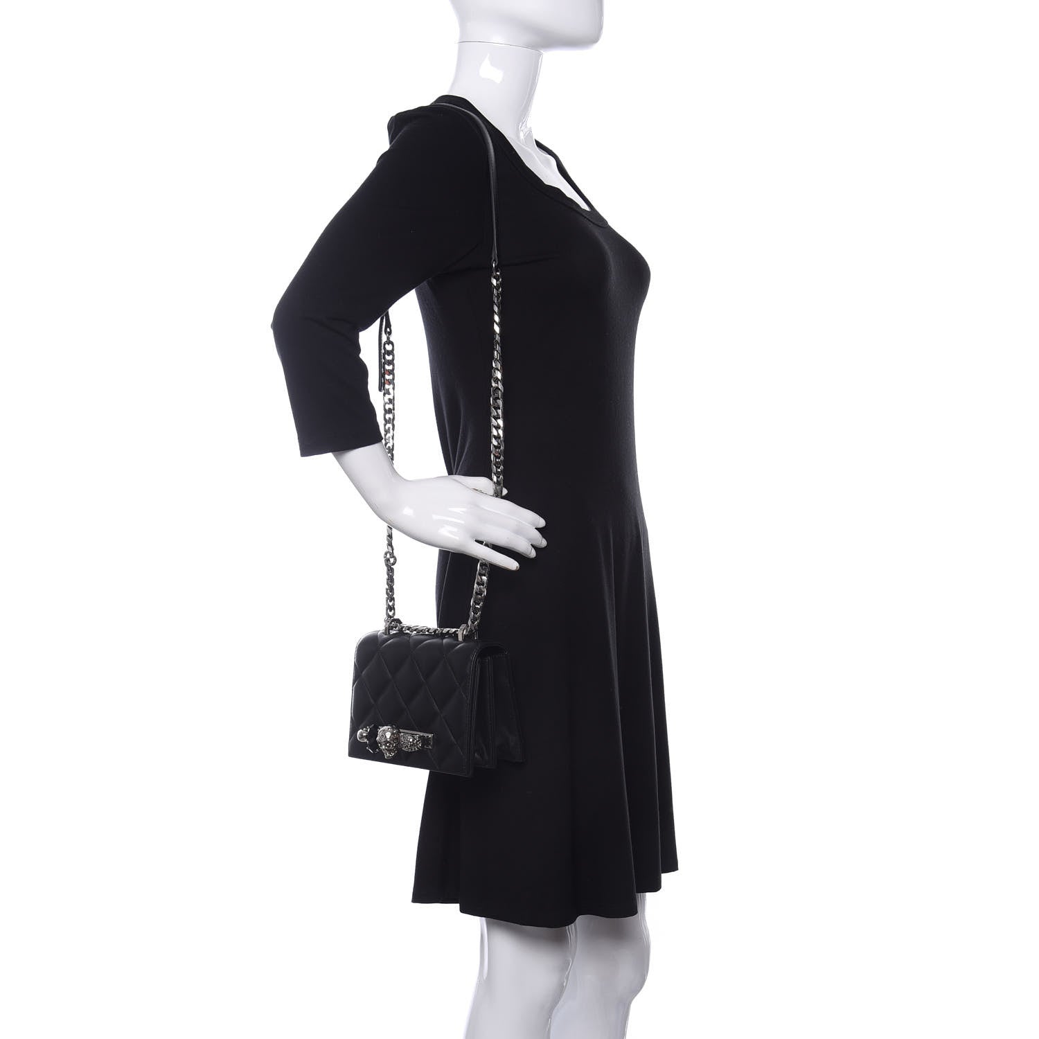 Alexander McQueen Lambskin Quilted Knuckle Shoulder Bag Black 2 of 9