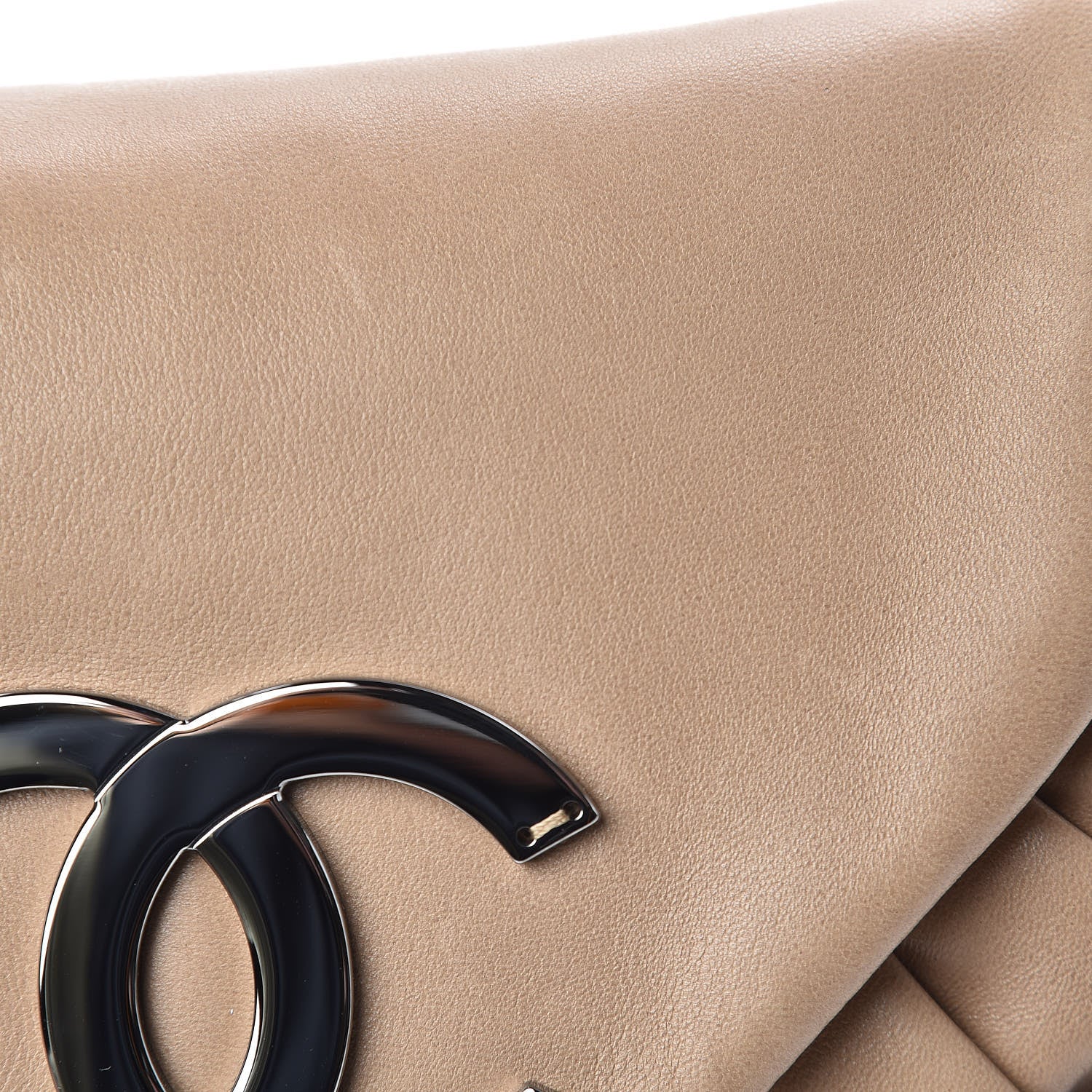 Chanel Lambskin Pleated CC Shoulder Bag Dark Beige 12 of 14