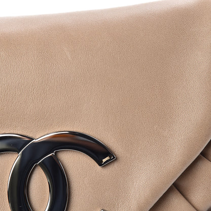 Chanel Lambskin Pleated CC Shoulder Bag Dark Beige 12 of 14