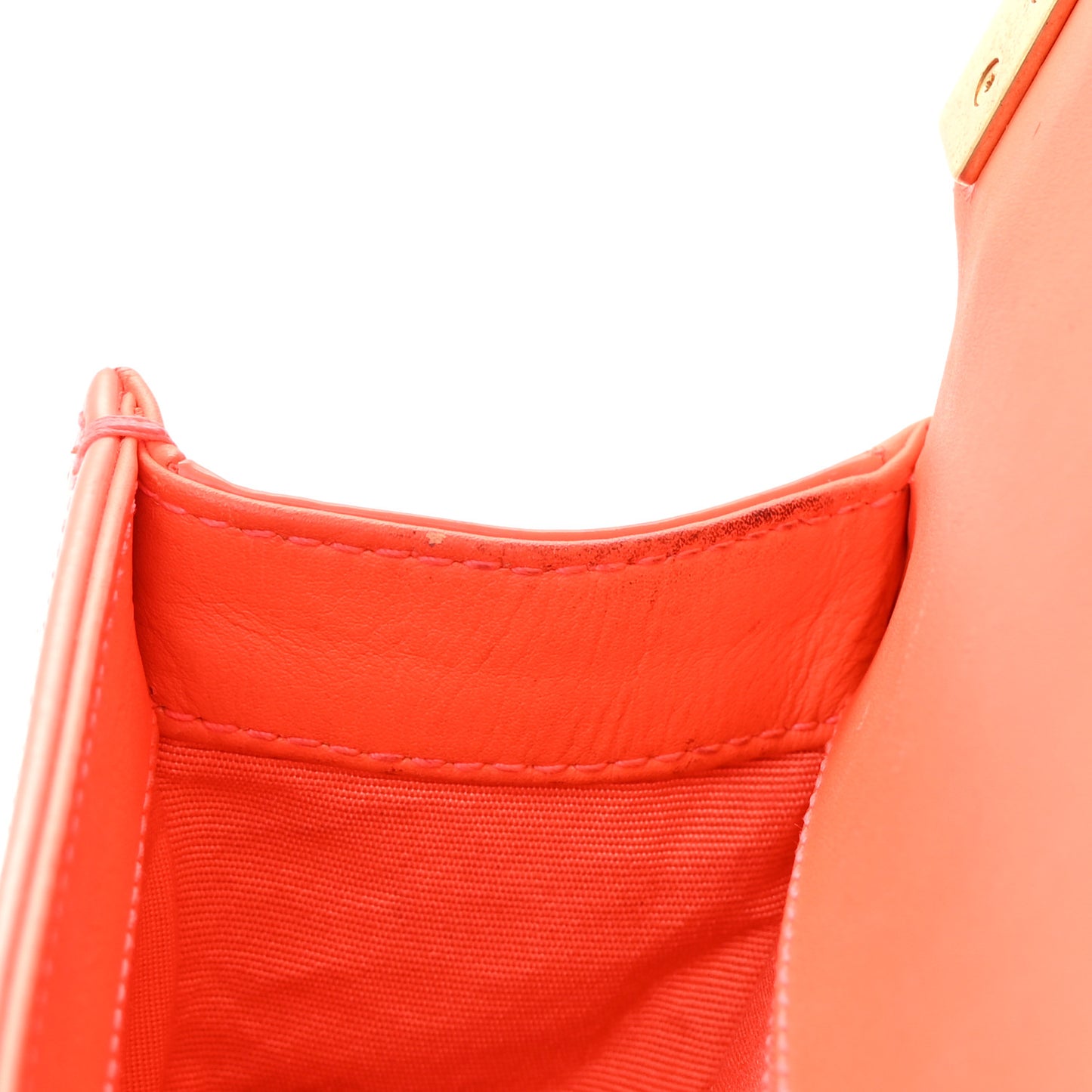 Patent Calfskin Quilted Small Boy Flap Orange