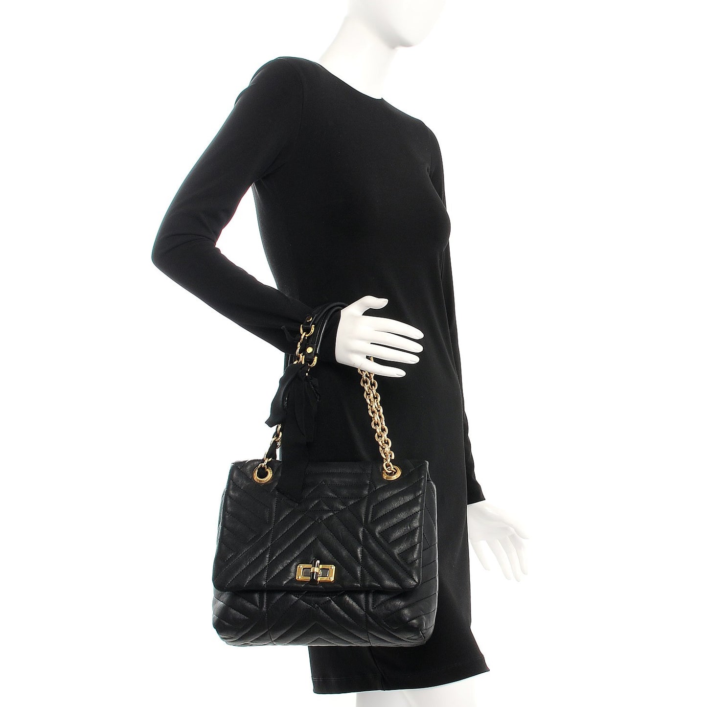 Lambskin Quilted Medium Happy Shoulder Bag Black