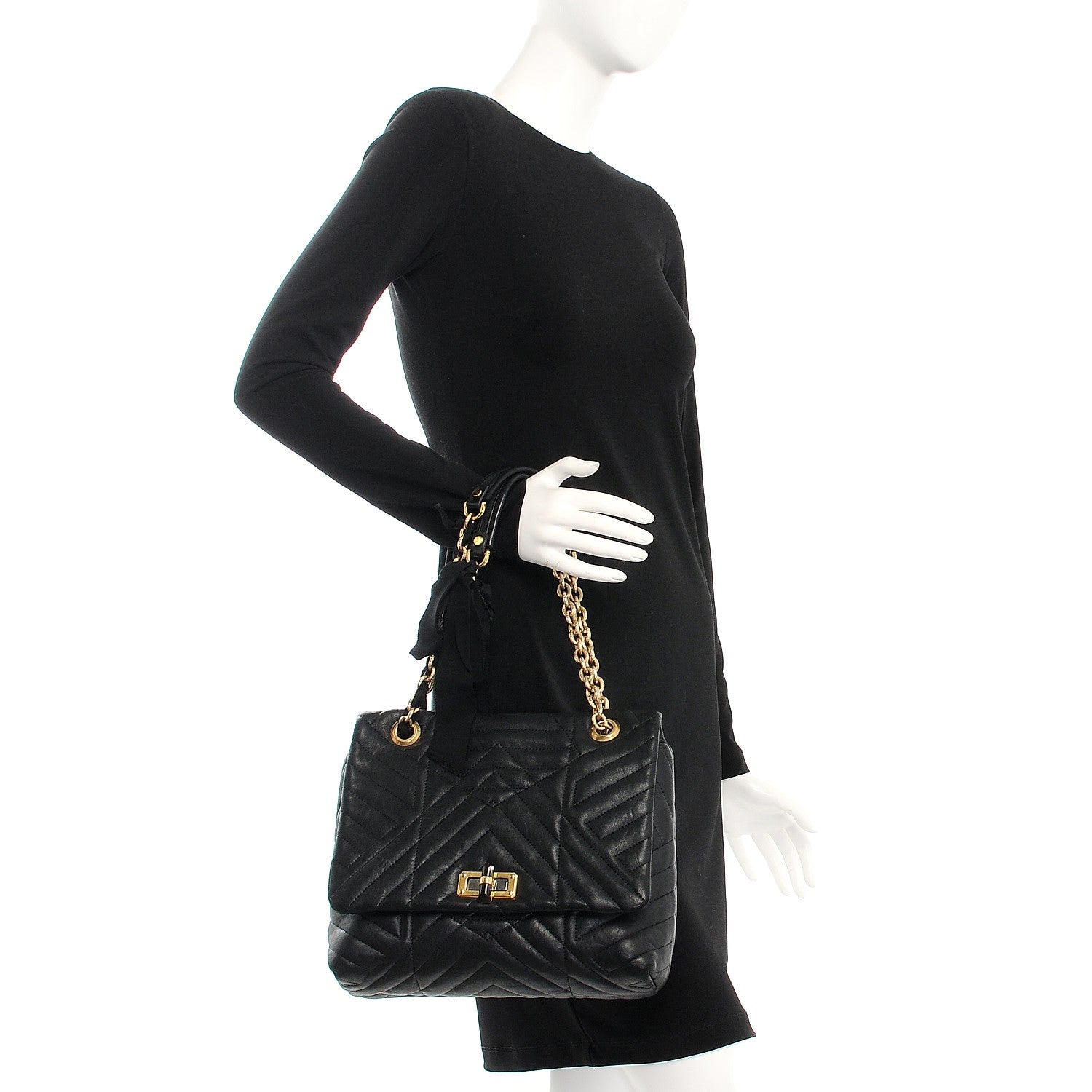 Lanvin Lambskin Quilted Medium Happy Shoulder Bag Black 2 of 9