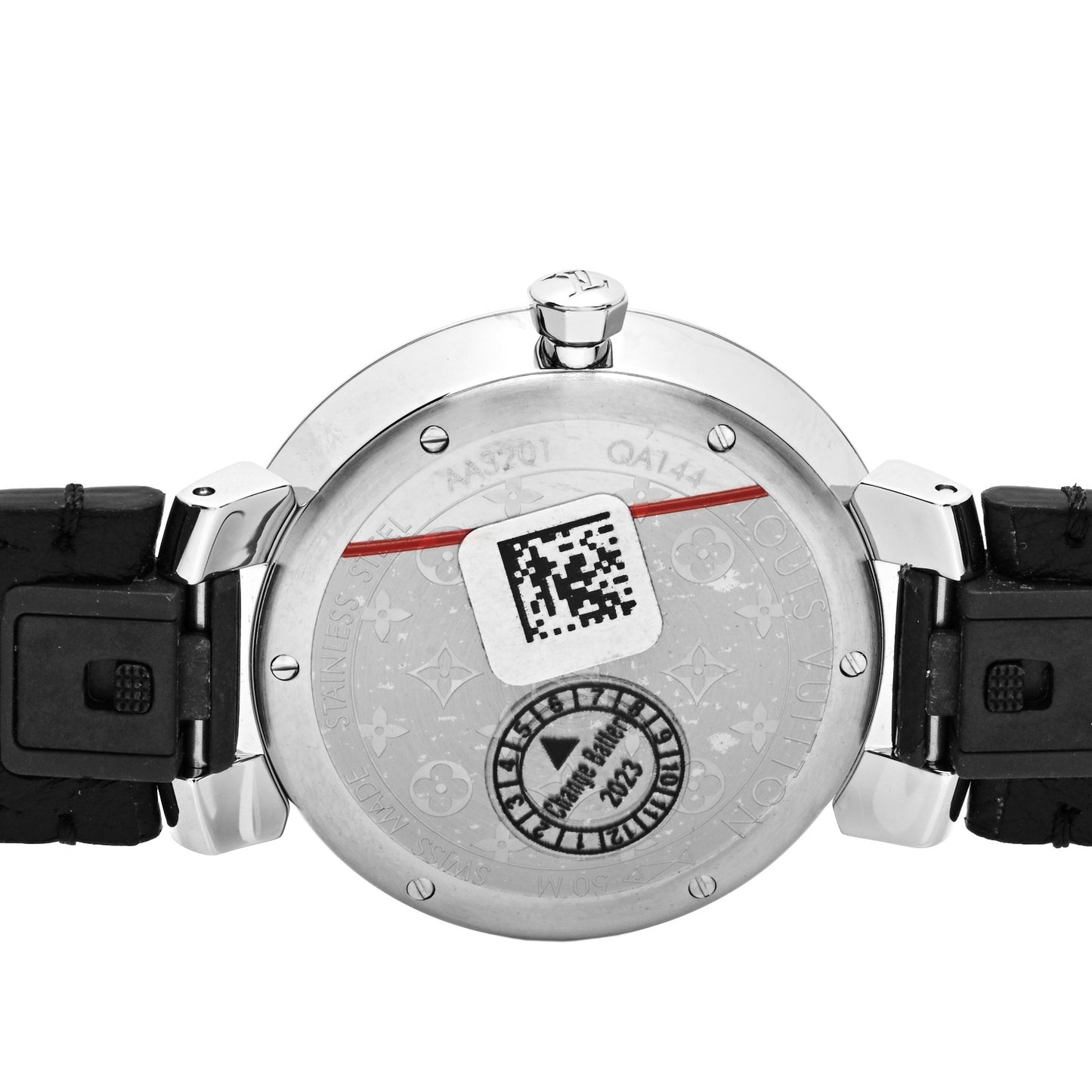Stainless Steel Epi Diamond 33mm Tambour Slim Quartz Watch Black