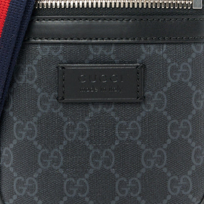 Gucci GG Supreme Monogram Appia Calfskin Web Small Camera Messenger Bag Black Grey 8 of 10