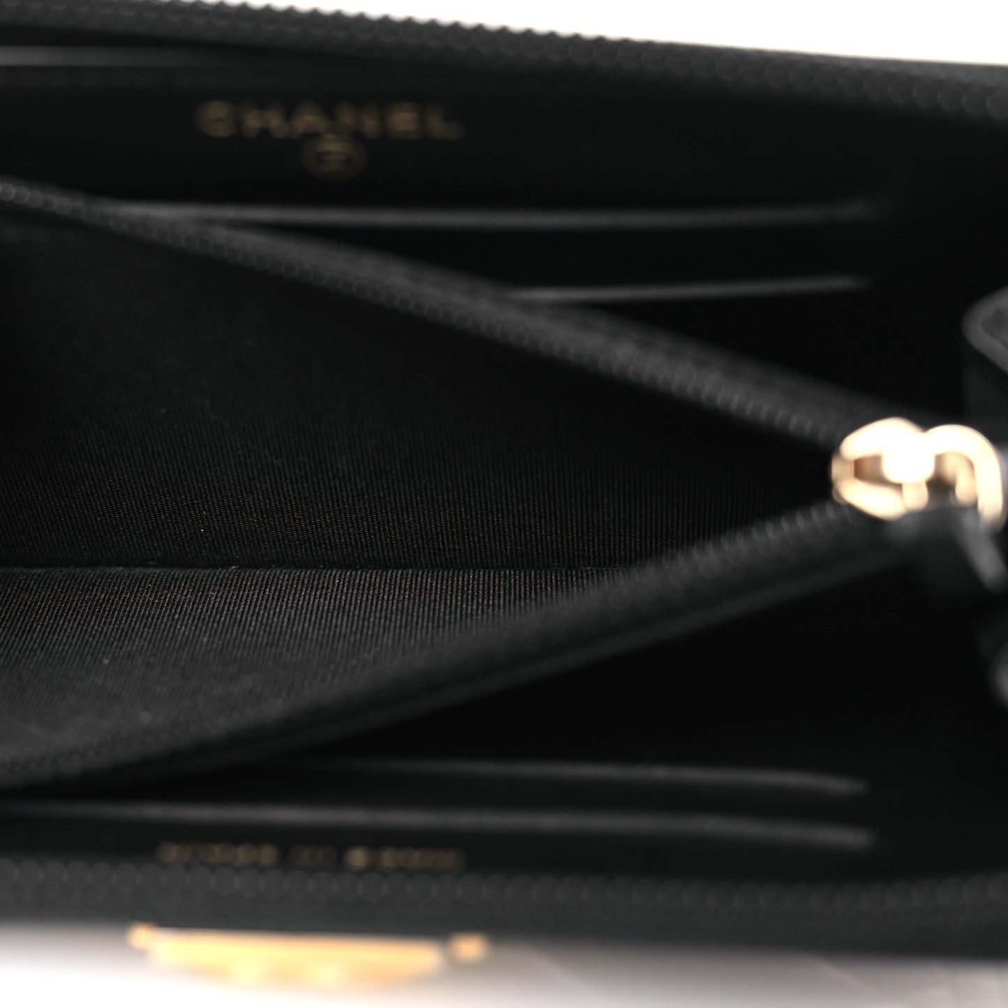 Lambskin Quilted Small Boy Zip Around Wallet Black